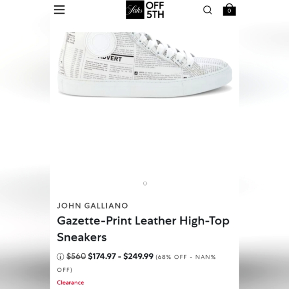 JOHN GALLIANO CLASSIC STYLE SAKS FIFTH AVENUE LIFESTYLE & NOW 1 DOWN  & 1 TO GO